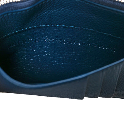 Balenciaga Grained Calfskin Logo Large Cash Long Coin Card Holder Petrol Blue White 7 of 8