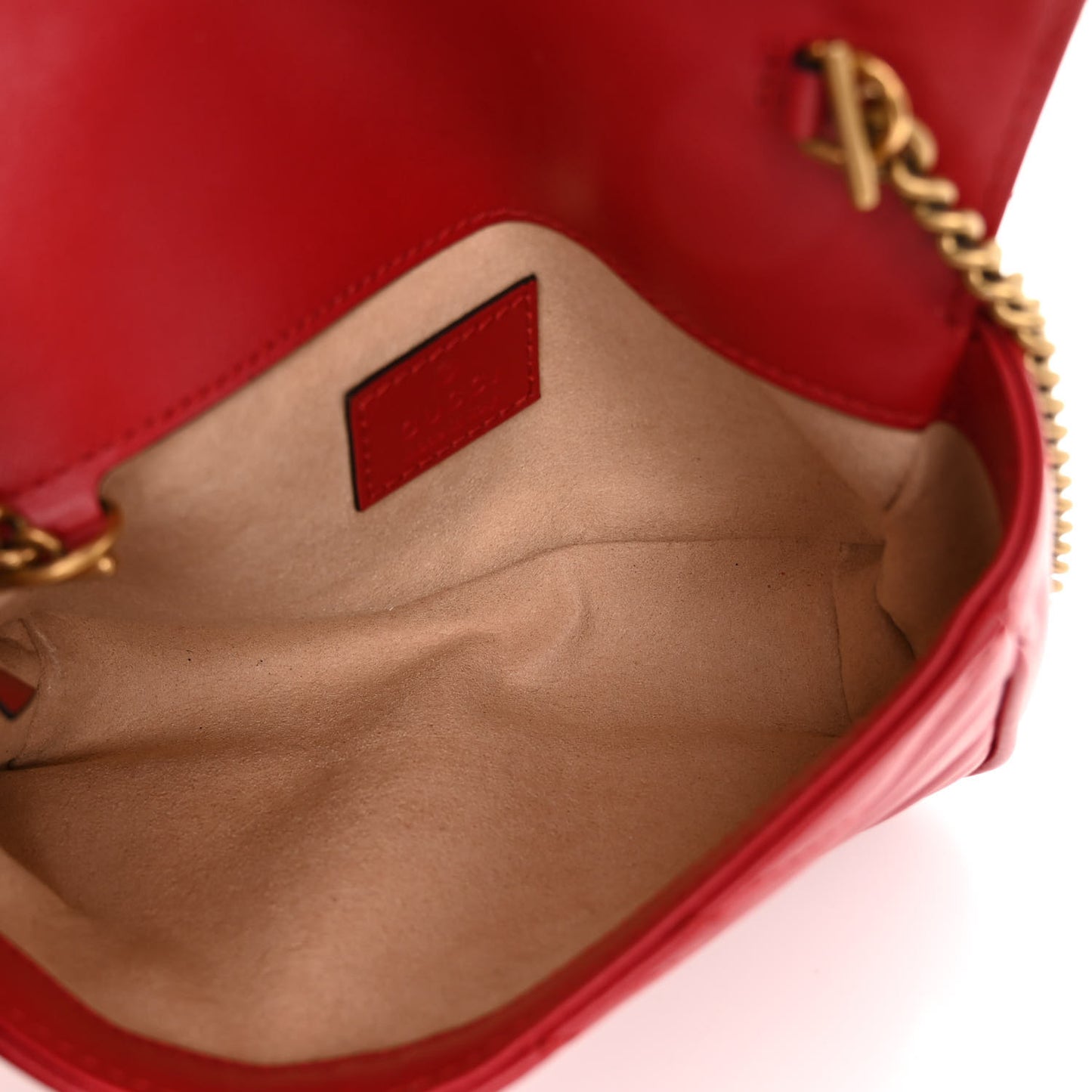 Calfskin Matelasse Super Mini GG Marmont Shoulder Bag Hibiscus Red