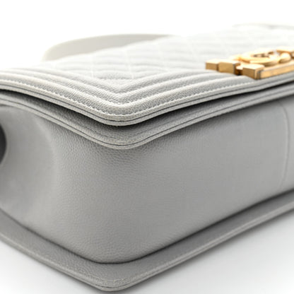 Chanel Caviar Quilted Medium Boy Flap Light Grey 9 of 11