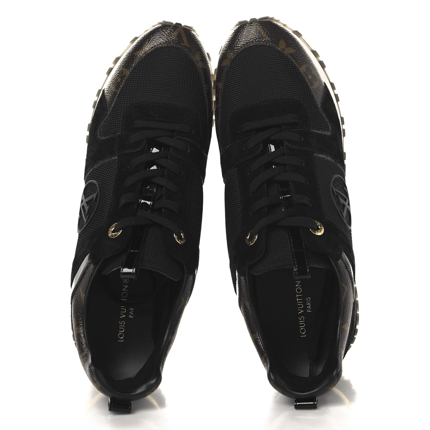 Suede Monogram Run Away Sneakers 42 Black
