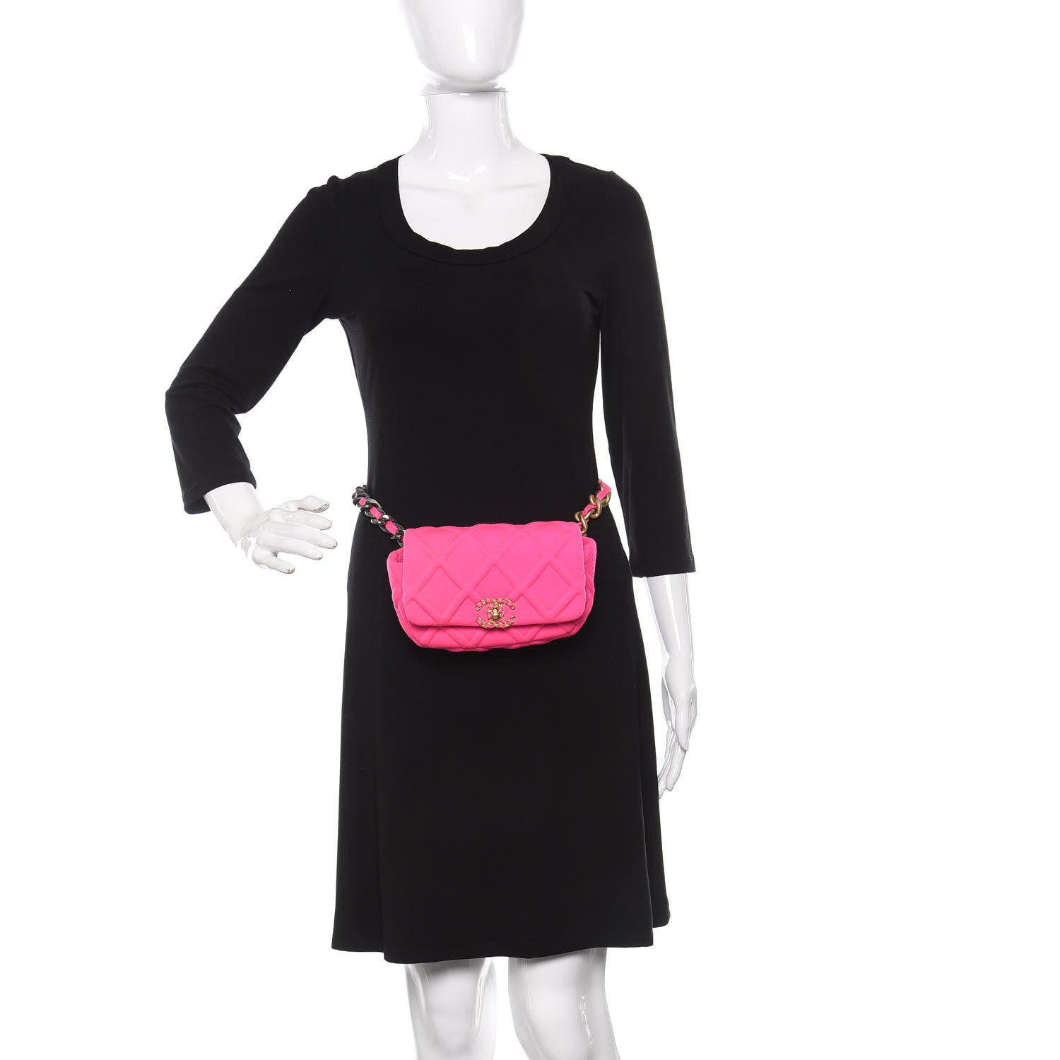 Chanel Jersey Quilted 19 Waist Bag Pink 3 of 12