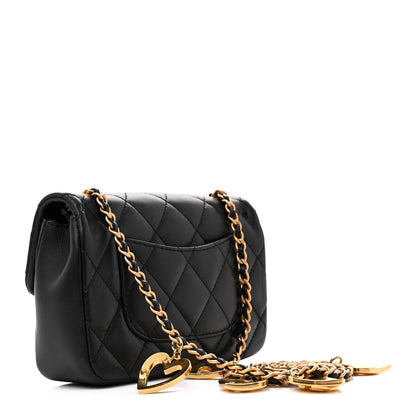 Chanel Lambskin Quilted Mini Heart Charms Flap Black 3 of 11