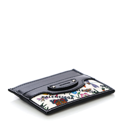 Balenciaga X GUCCI Canvas Azalea Calfskin Flora Logo Print Neo Classic Card Holder White Multicolor Black 4 of 9