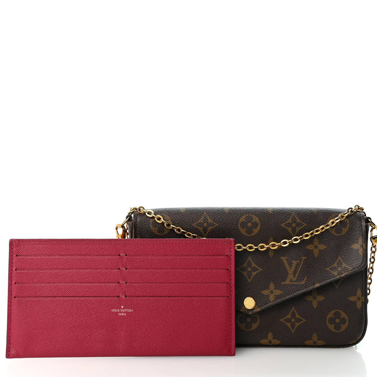 Louis Vuitton Monogram Pochette Felicie Chain Wallet Fuchsia 3 of 12