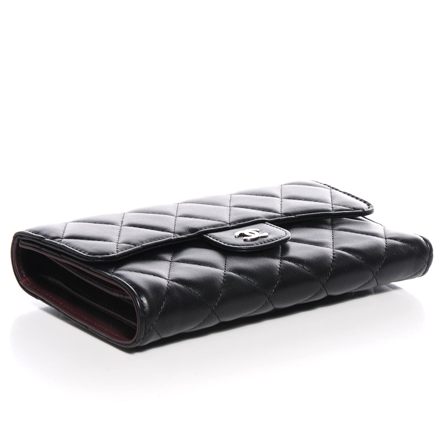 Chanel Lambskin Quilted Large Flap Wallet Black 4 of 9