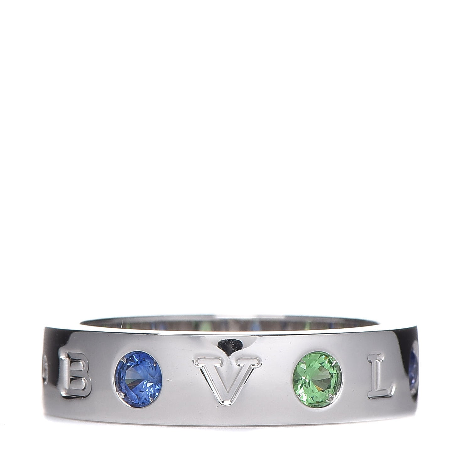 18K White Gold Sapphire Tsavorite Roman Sorbets Ring 54 6.75