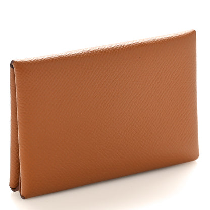Hermes Epsom Calvi Duo Card Case Gold 3 of 8