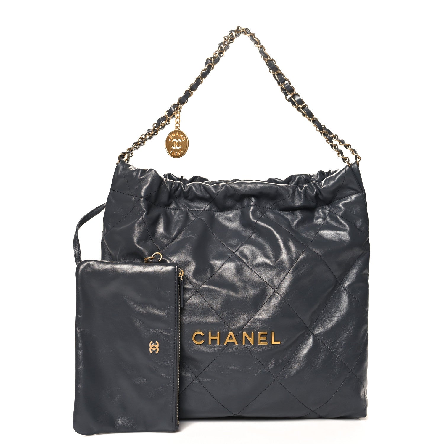Chanel Shiny Calfskin Quilted Chanel 22 Dark Grey 3 of 13
