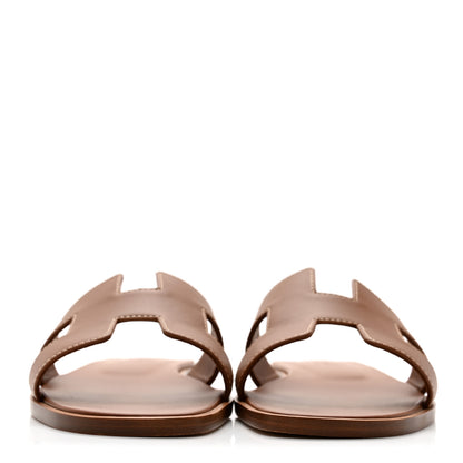 Hermes Box Calfskin Oran Sandals 37 Gold 2 of 11