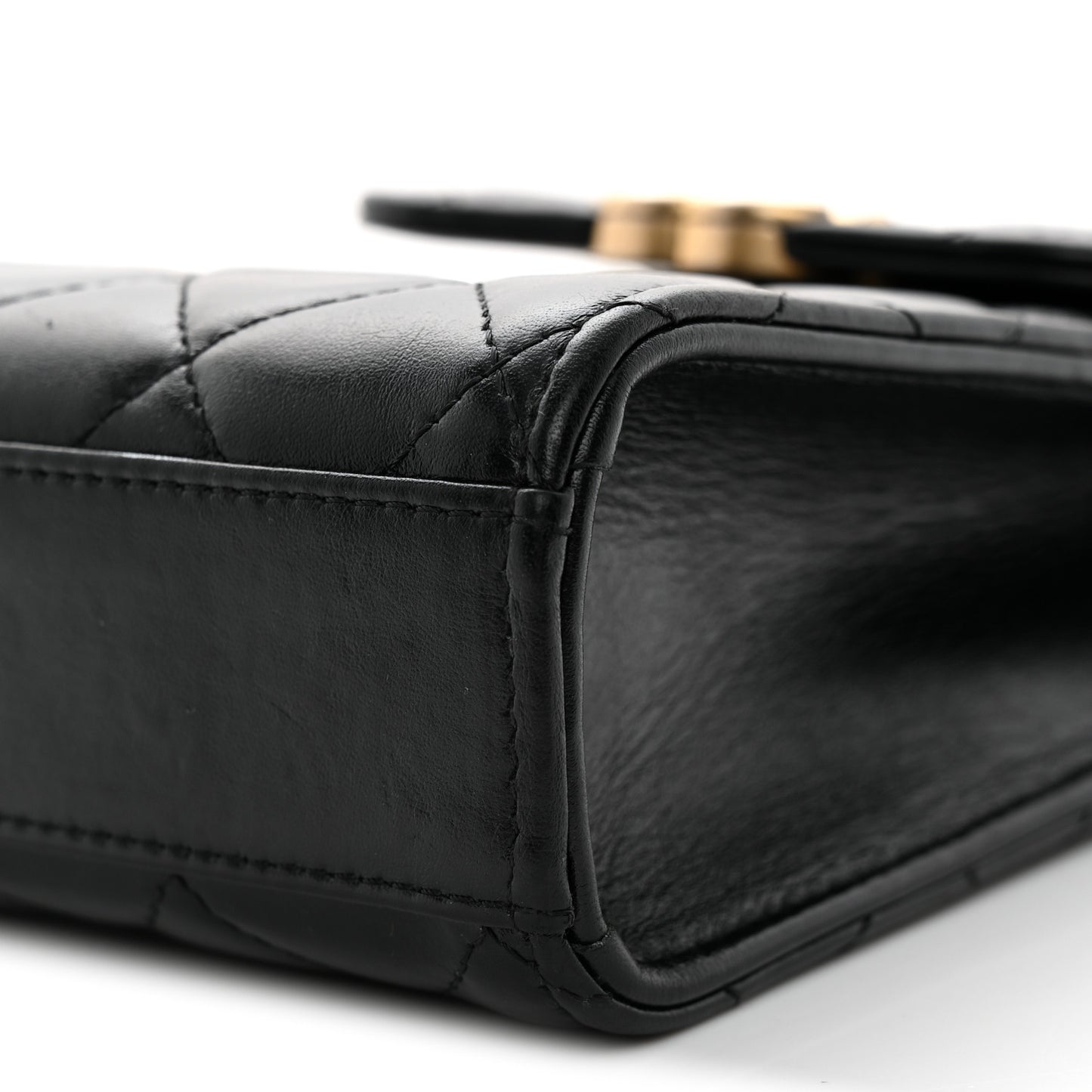 Lambskin Quilted Vertical Perfect Fit Flap With Chain Black