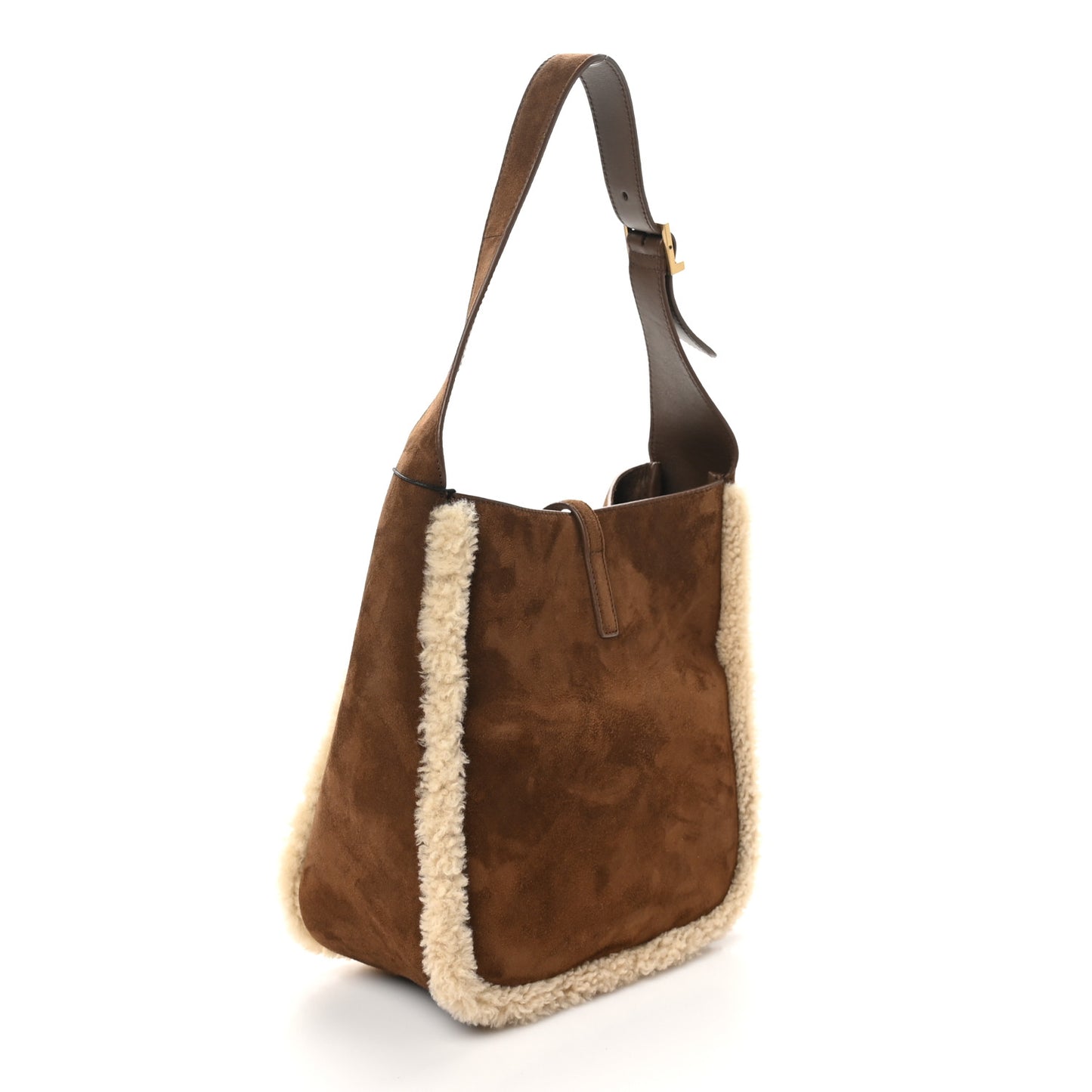 Suede Shearling Small Le 5 A 7 Soft Hobo  Dark Sigaro Natural Beige