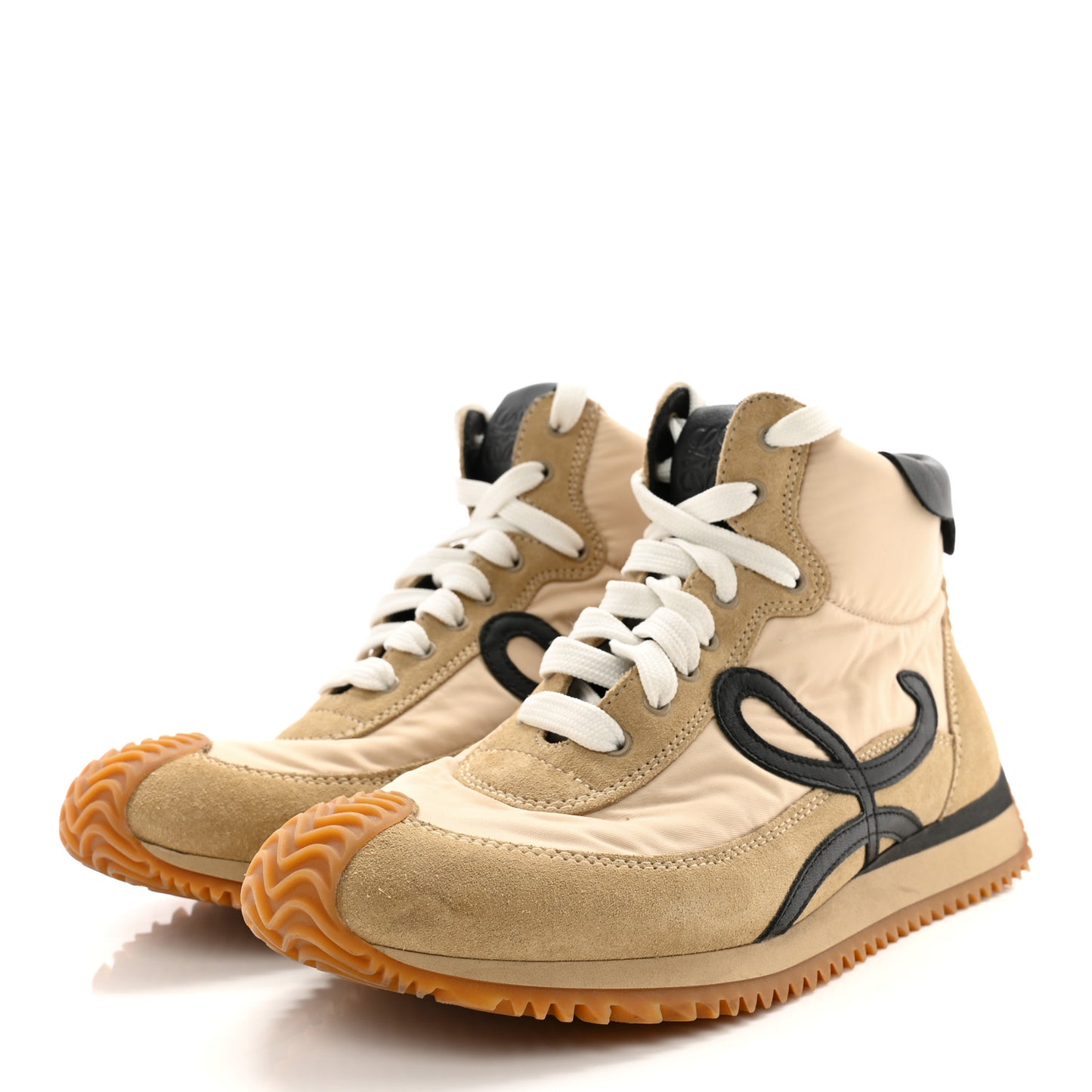 Nylon Suede Flow Runner High Top Sneakers 37 Gold Black