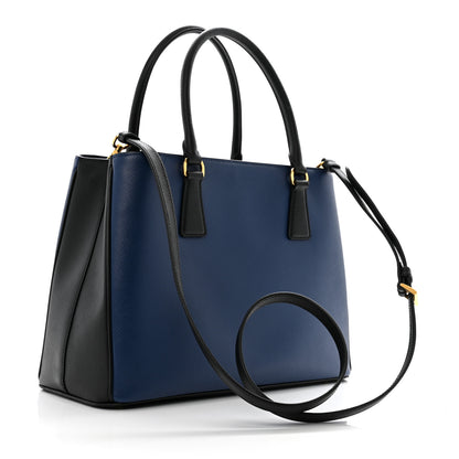 Prada Saffiano Lux Medium Tote Bluette Black 3 of 11