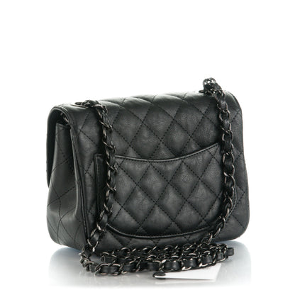 Chanel Crumpled Calfskin Quilted Mini Square Flap So Black 4 of 9