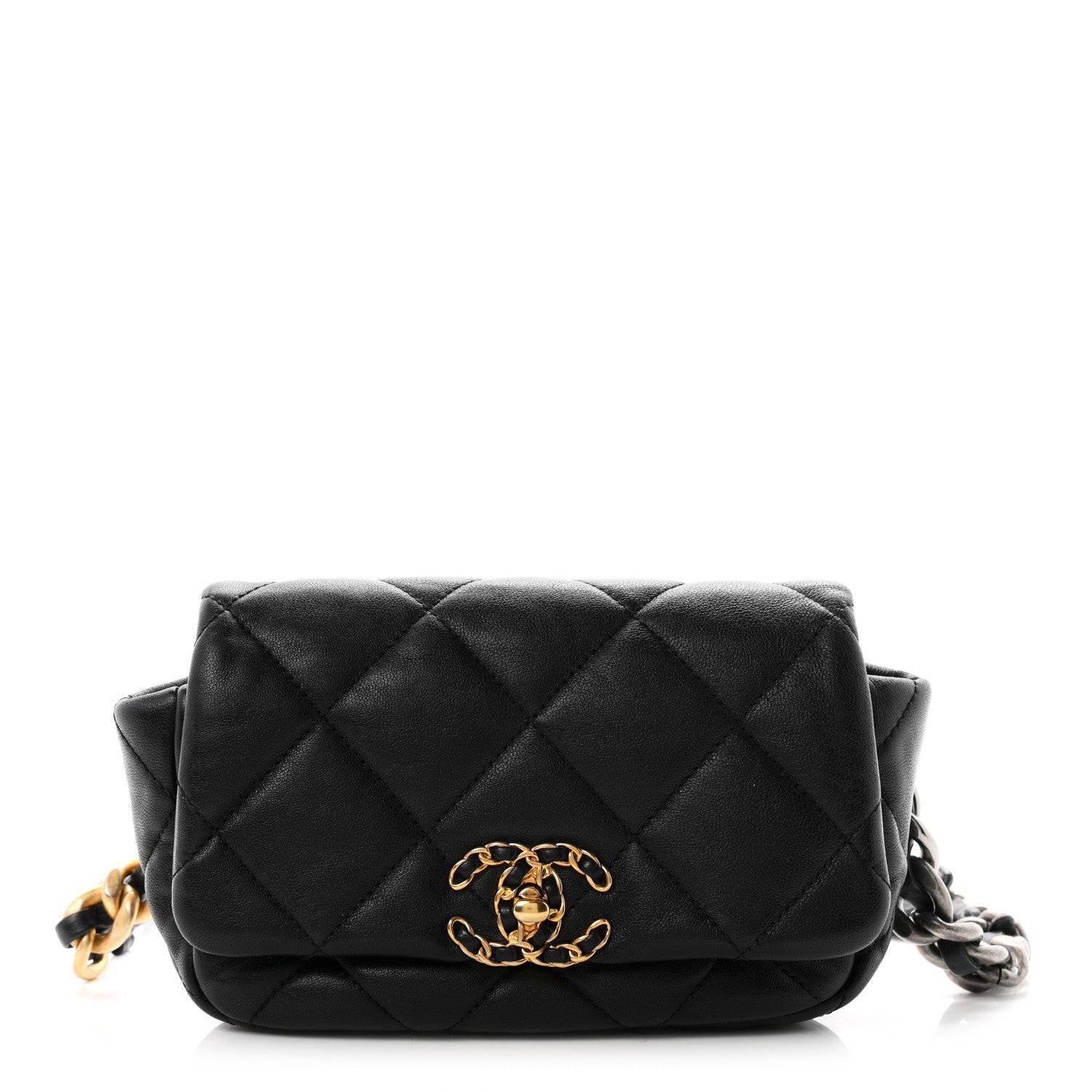 Chanel Lambskin Quilted Chanel 19 Waist Bag Black 1 of 9