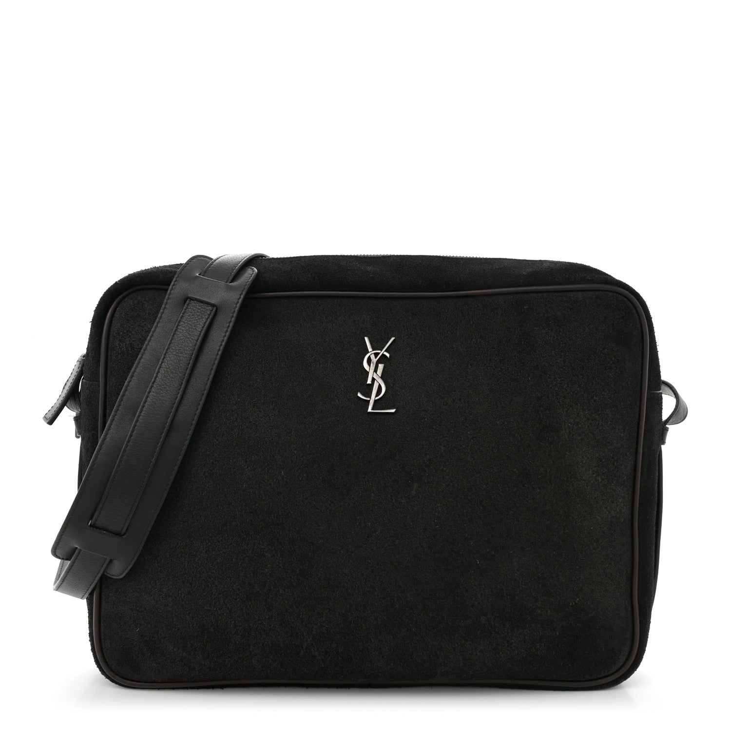 Saint Laurent Suede Flat Messenger Bag Black 1 of 11
