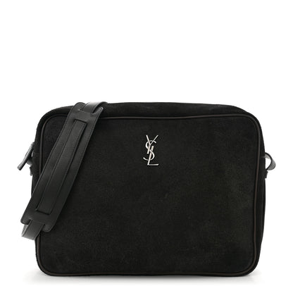 Saint Laurent Suede Flat Messenger Bag Black 1 of 11