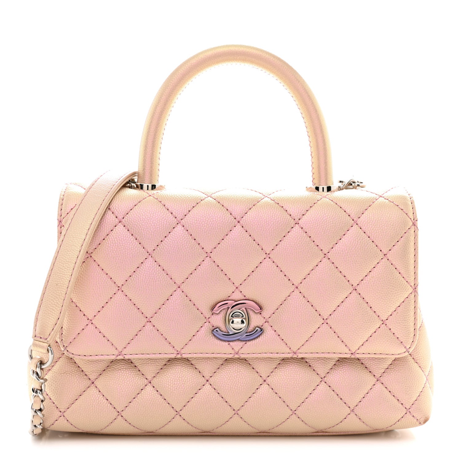 Chanel Iridescent Caviar Quilted Mini Coco Handle Flap Pink 1 of 12