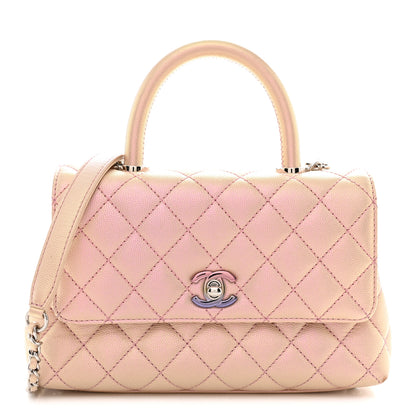 Chanel Iridescent Caviar Quilted Mini Coco Handle Flap Pink 1 of 12