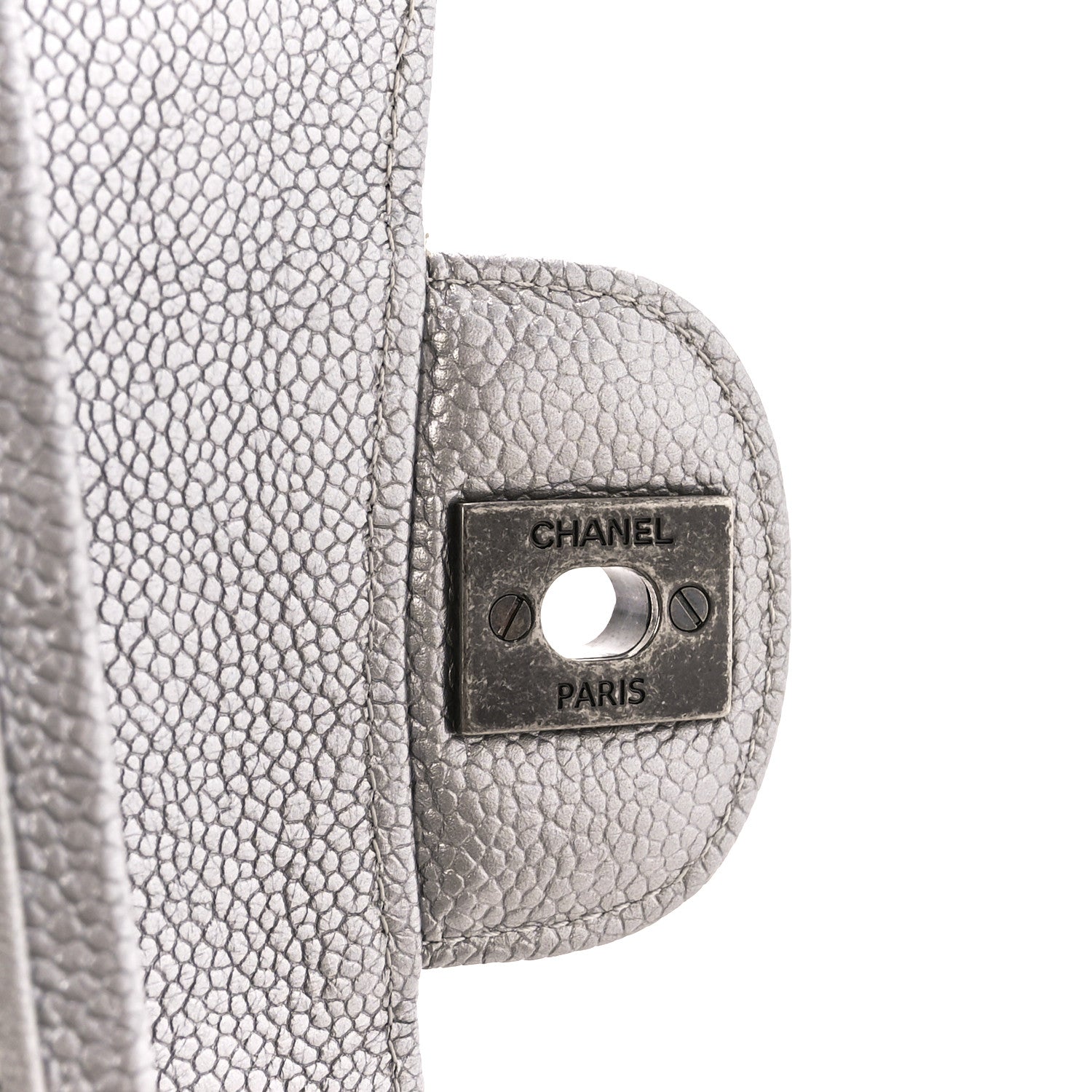 Chanel Metallic Caviar Quilted Medium Double Flap Silver 7 of 11