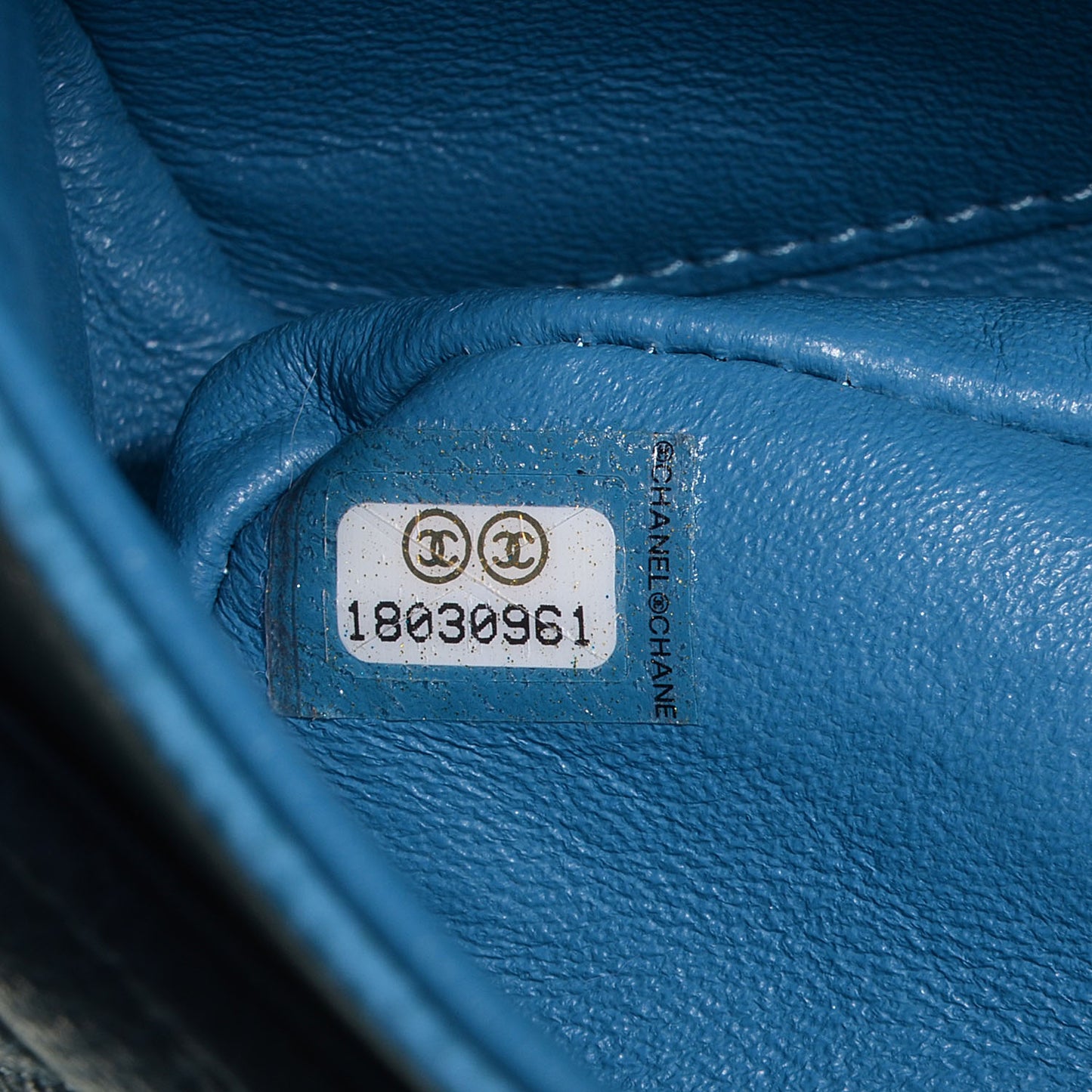 Iridescent Caviar Quilted Medium Double Flap Blue