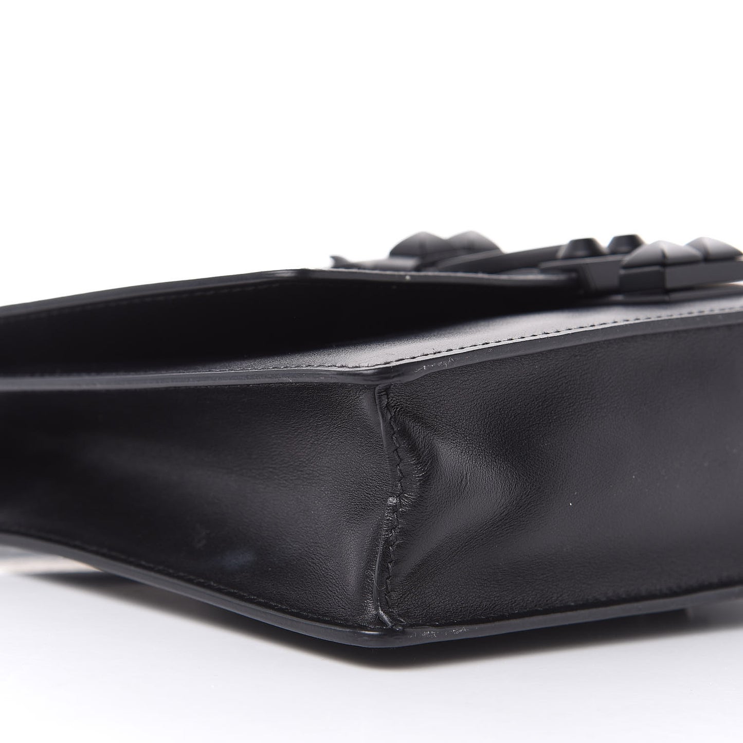 Saffiano City Calfskin Monochrome Studded Large Elektra Shoulder Bag Black