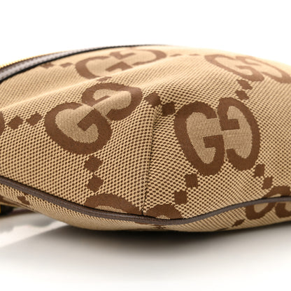 Gucci Monogram Jumbo GG Textured Dollar Calfskin Web Belt Bag Camel Ebony New Acero 9 of 11