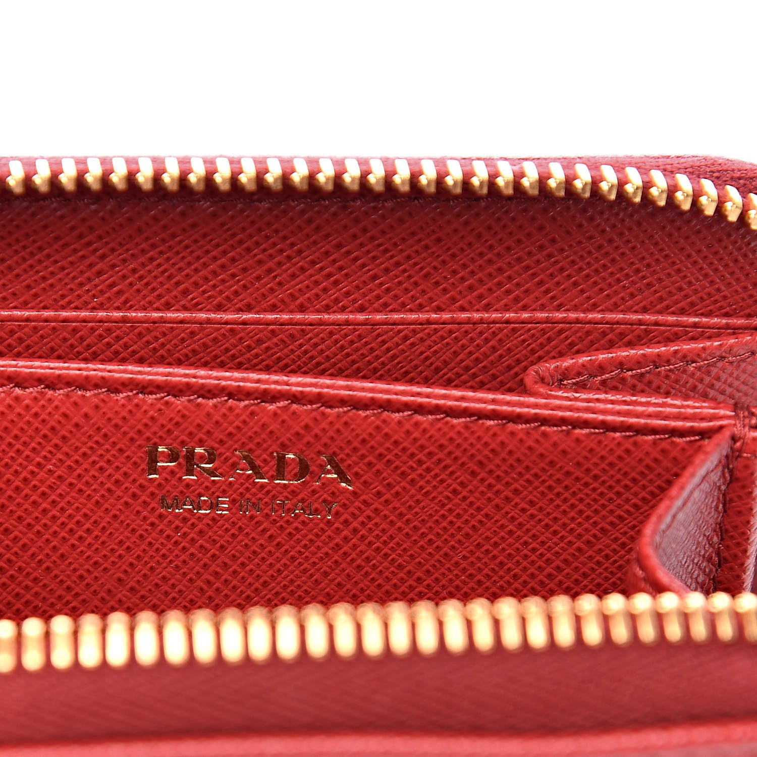 Prada Saffiano Metal Zip Coin Purse Fuoco 6 of 7