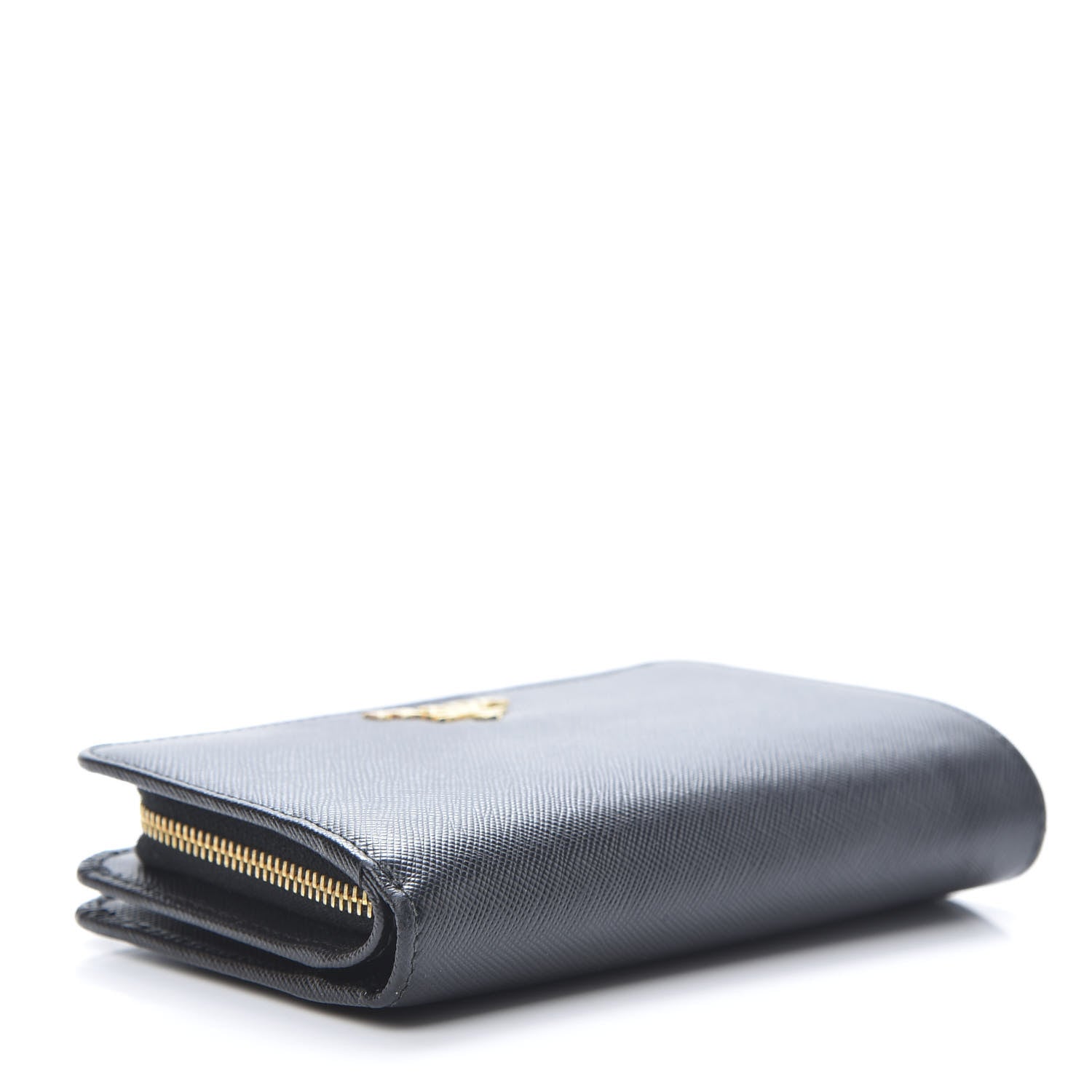 Prada Saffiano Metal Compact Wallet Black 4 of 10