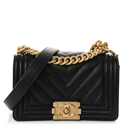 Chanel Caviar Chevron Quilted Small Boy Flap Black 1 of 11