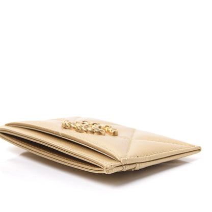 Chanel Metallic Goatskin Quilted Chanel 19 Card Holder Gold 8 of 12