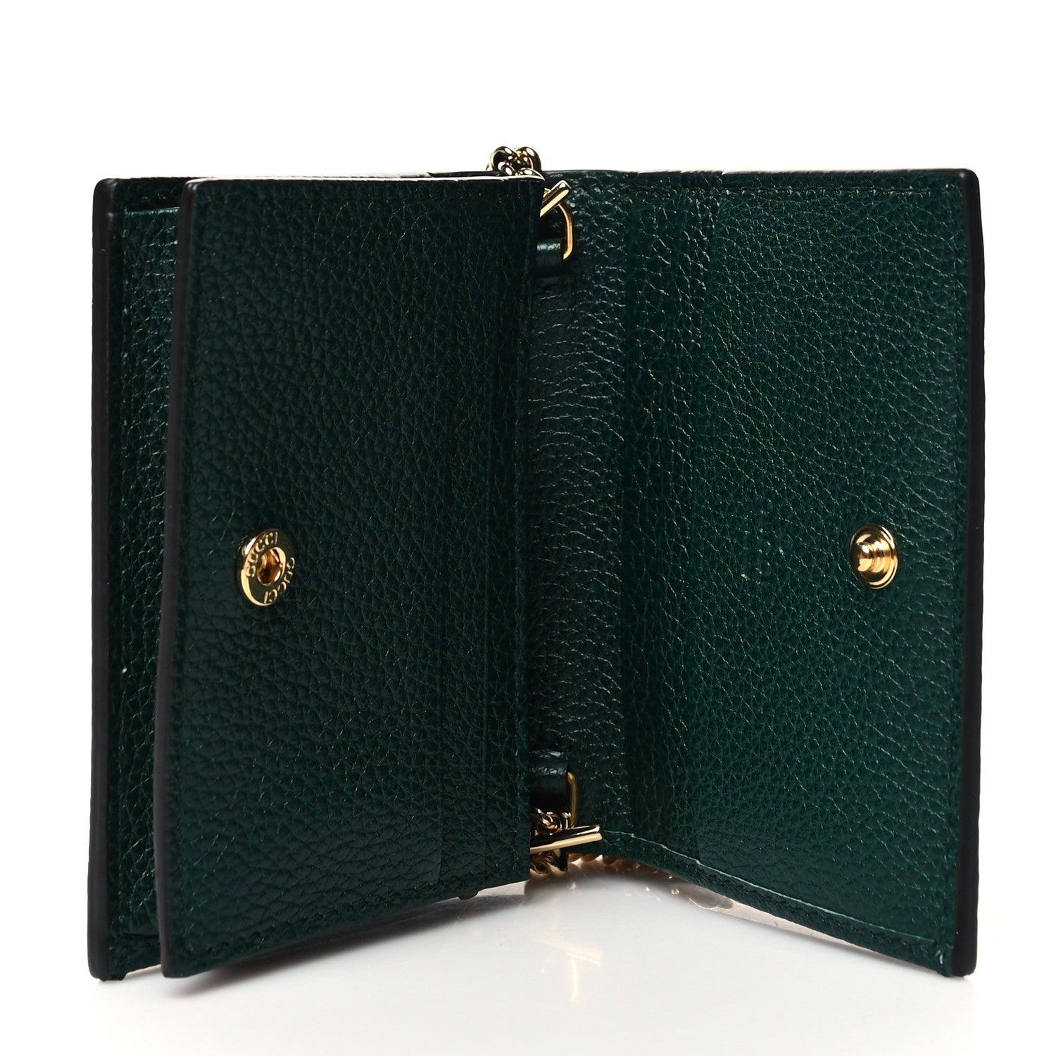 Gucci Grainy Calfskin Zumi Chain Card Case Wallet Vintage Green 5 of 10