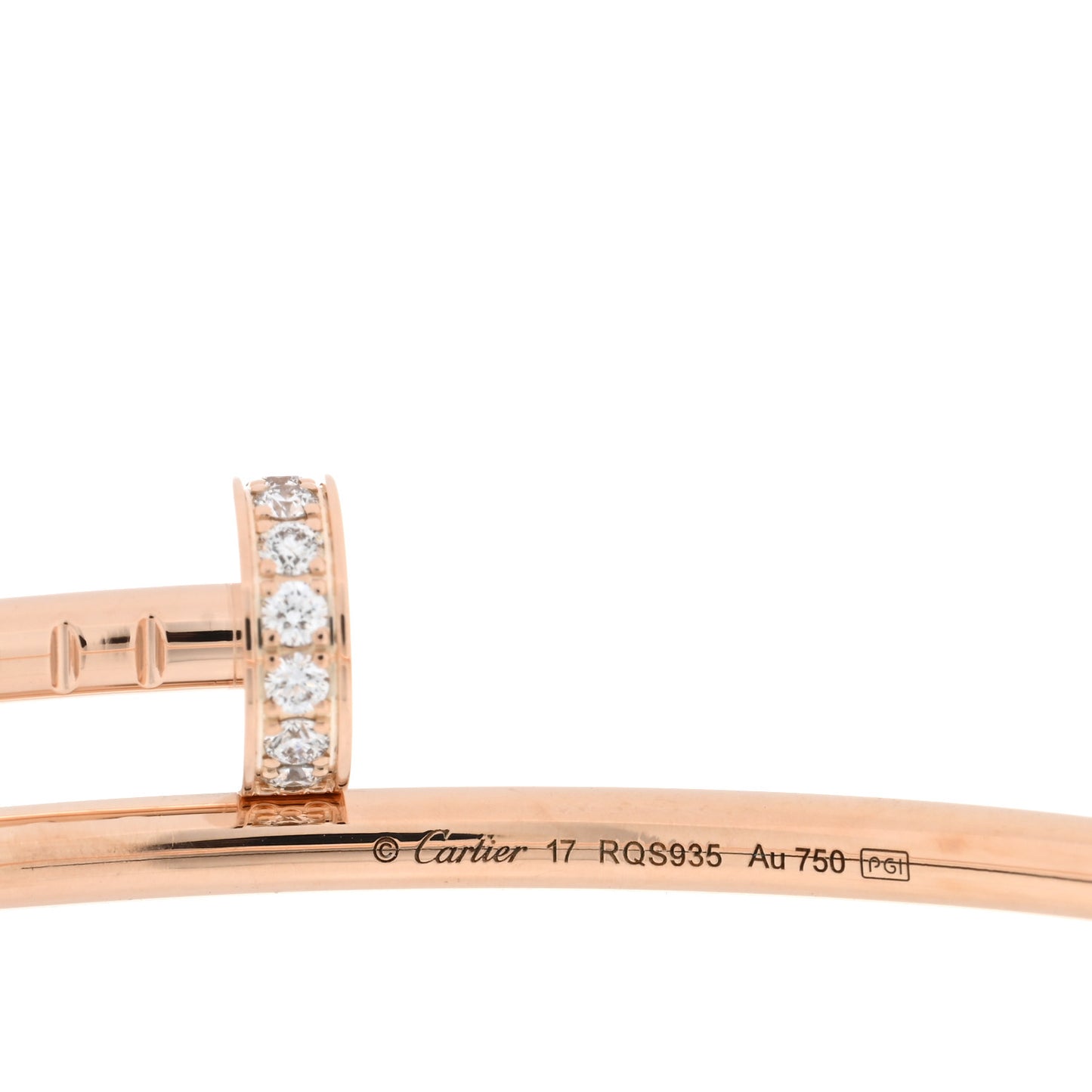 18K Pink Gold Diamond Small Juste Un Clou Bracelet 17