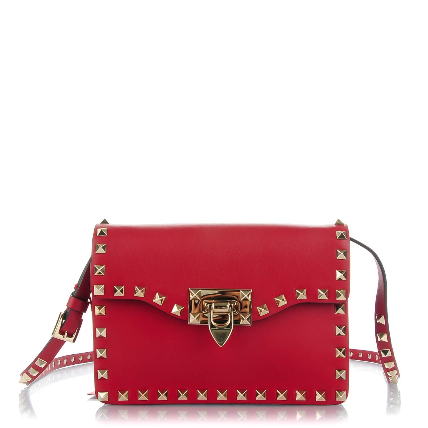 Valentino Garavani Vitello Rockstud Shoulder Flap Bag Rosso Valentino 1 of 7