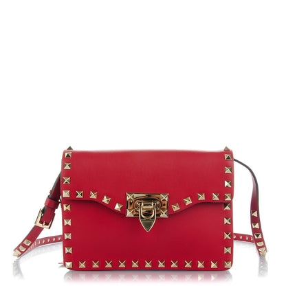 Valentino Garavani Vitello Rockstud Shoulder Flap Bag Rosso Valentino 1 of 7