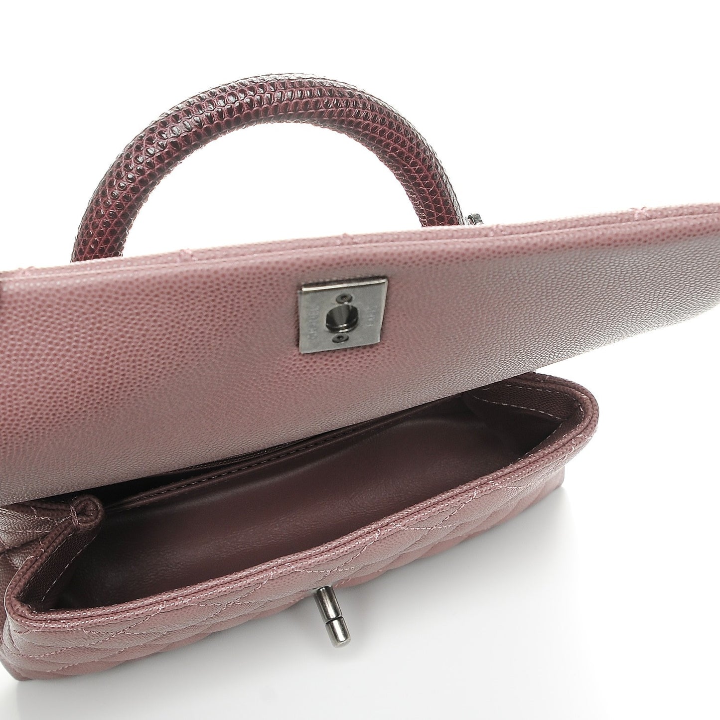 Caviar Lizard Quilted Mini Coco Handle Flap Pink