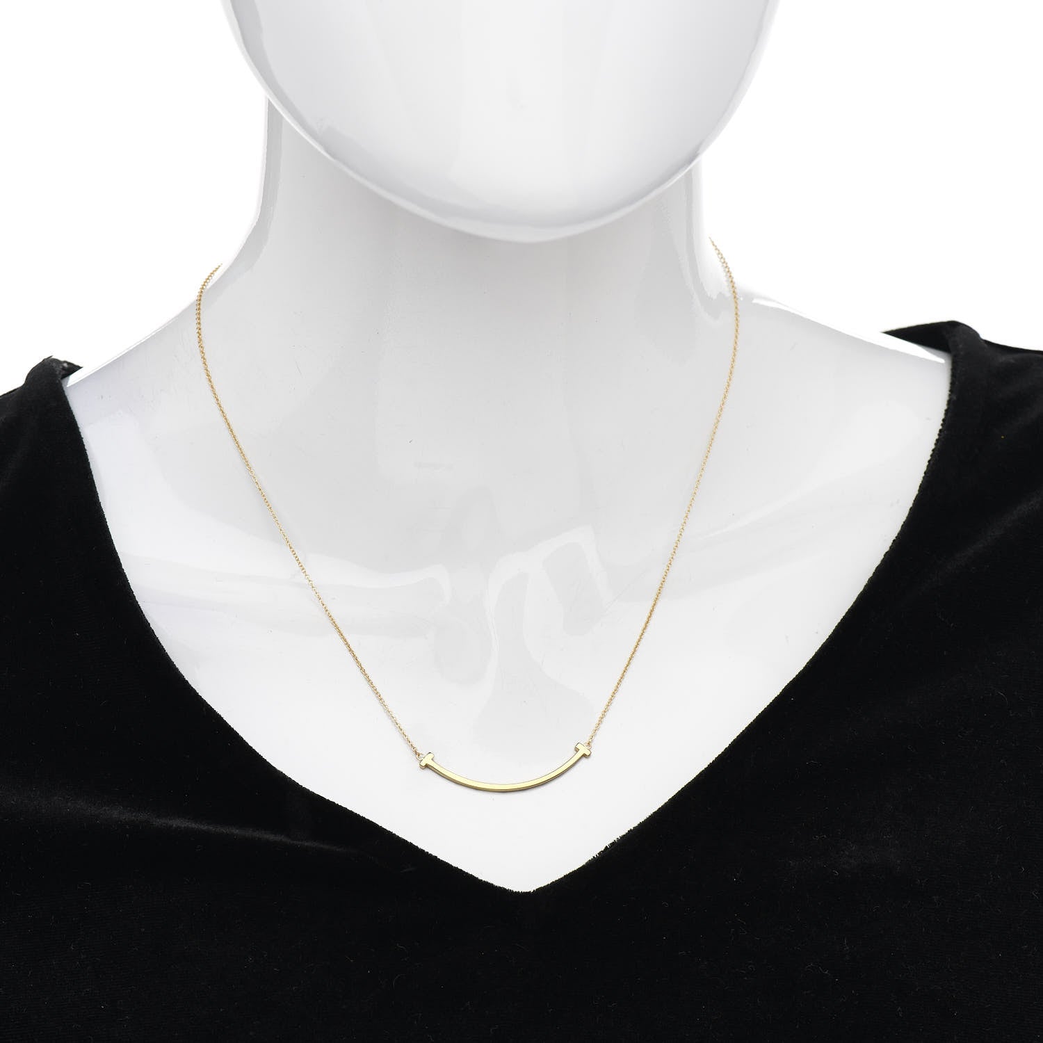 Tiffany 18K Yellow Gold Small T Smile Pendant Necklace 2 of 5