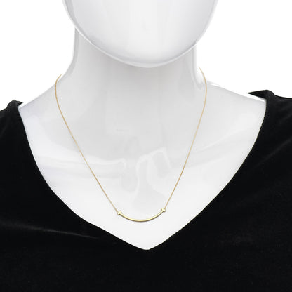 Tiffany 18K Yellow Gold Small T Smile Pendant Necklace 2 of 5