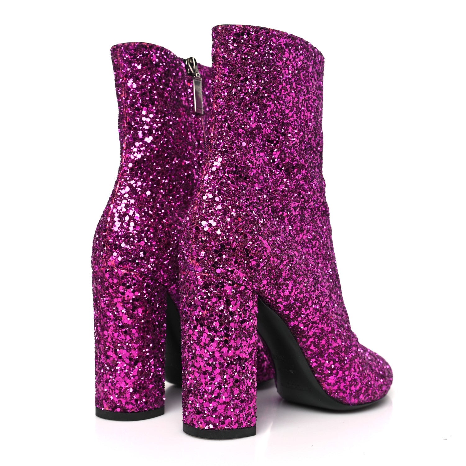 Saint Laurent Glitter Lou 95 Zip Bootie 38.5 Pink 3 of 6