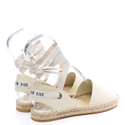 Christian Dior Calfskin Nicely-D Ankle Tie Espadrilles Flats 38 Off White 4 of 10