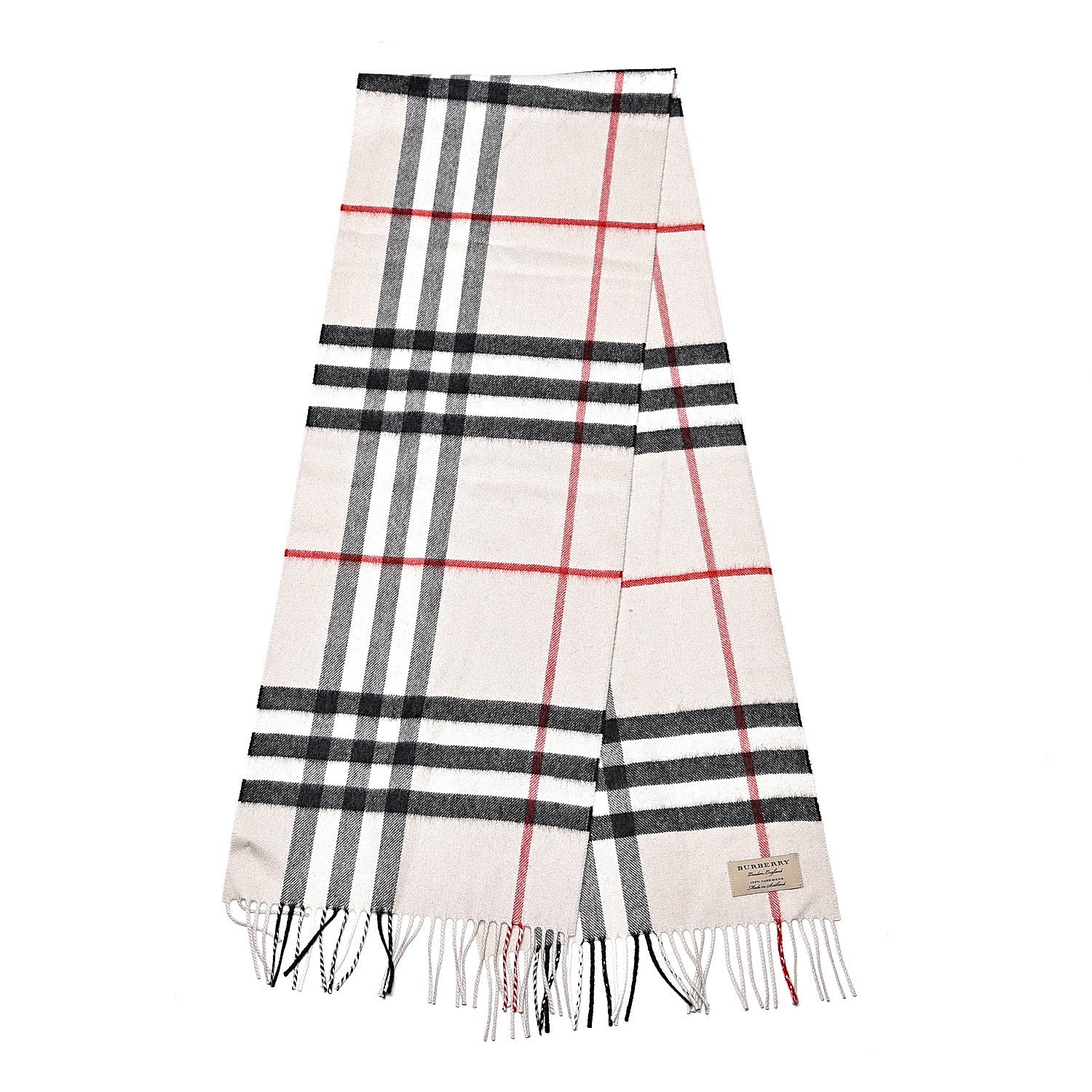Burberry Cashmere Giant Check Fringe Scarf Stone 3 of 5