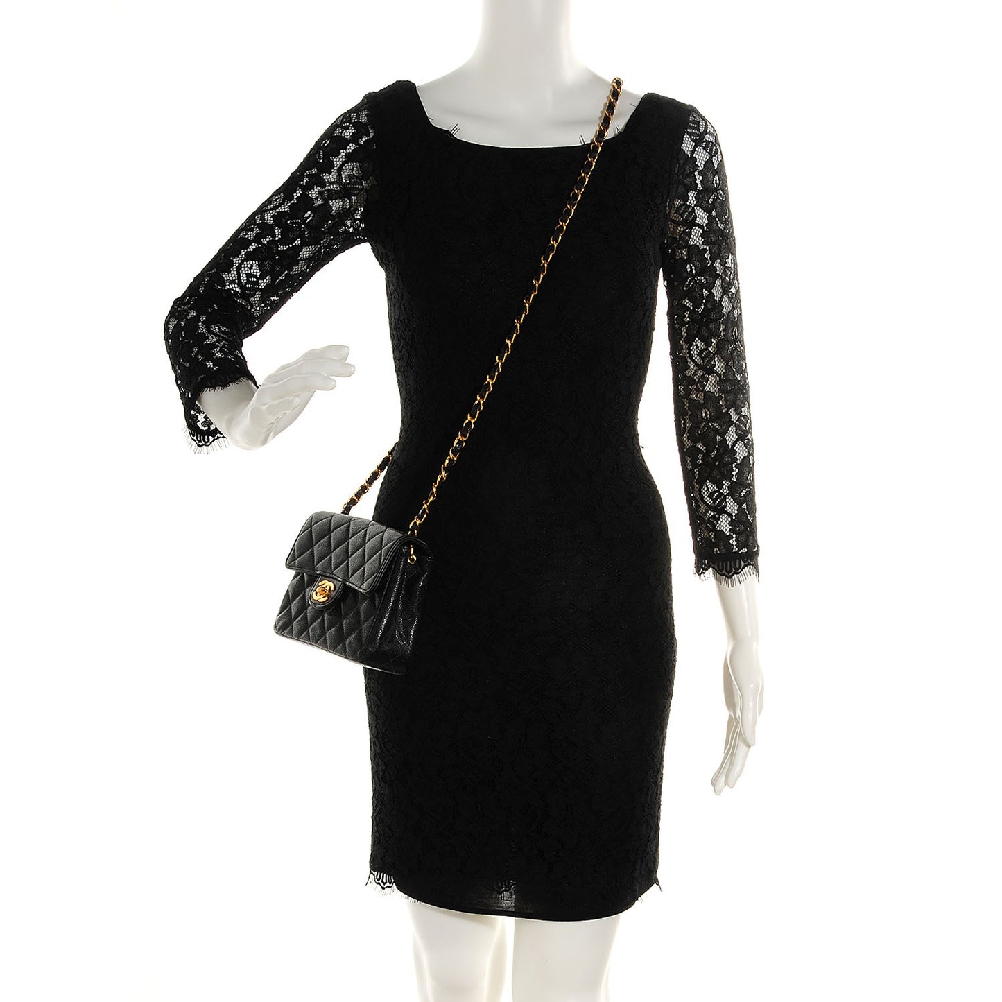Caviar Quilted Mini Square Flap Black