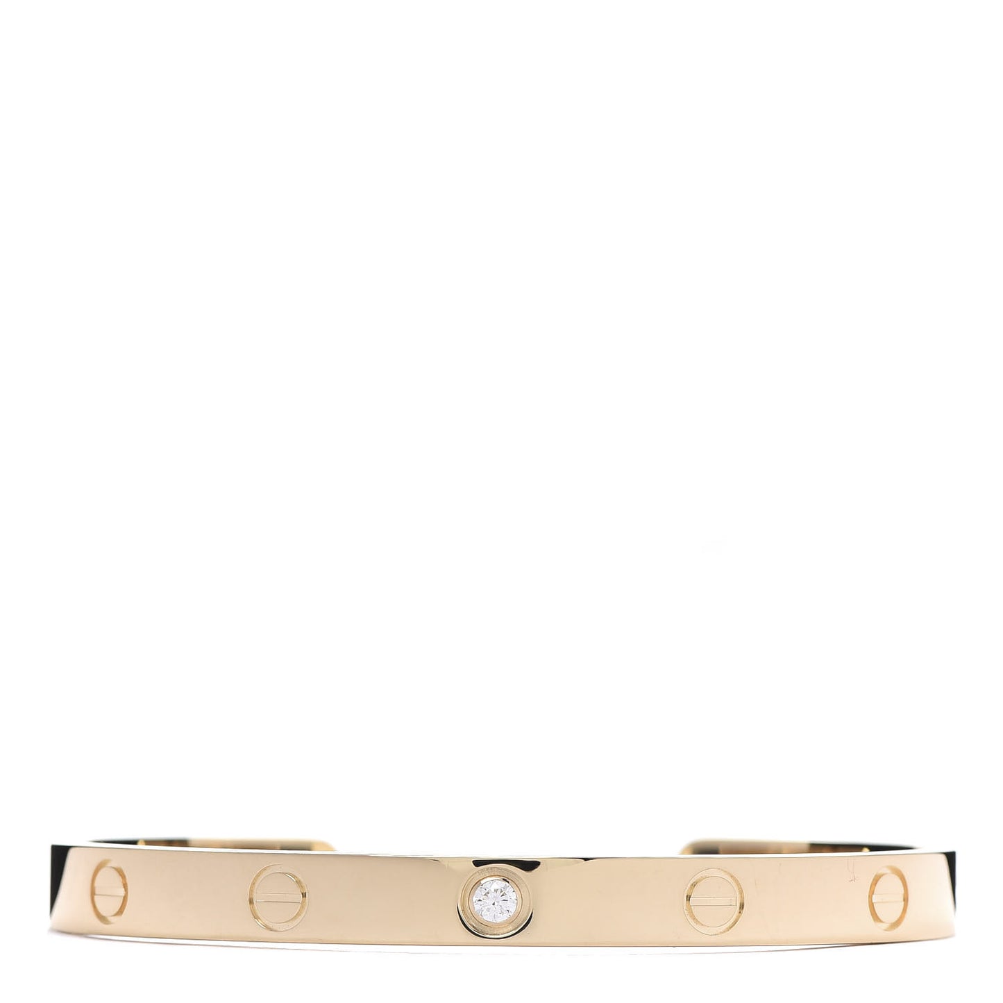 18K Yellow Gold 1 Diamond LOVE Cuff Bracelet 18