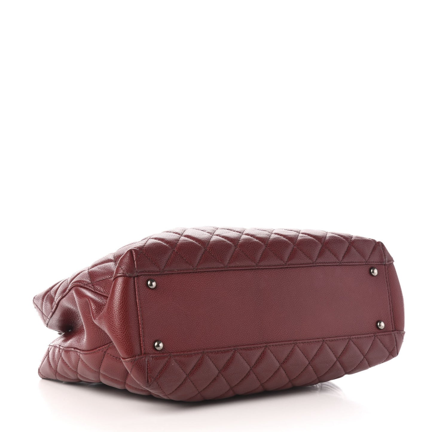 Caviar Quilted City Shopping Tote Dark Red