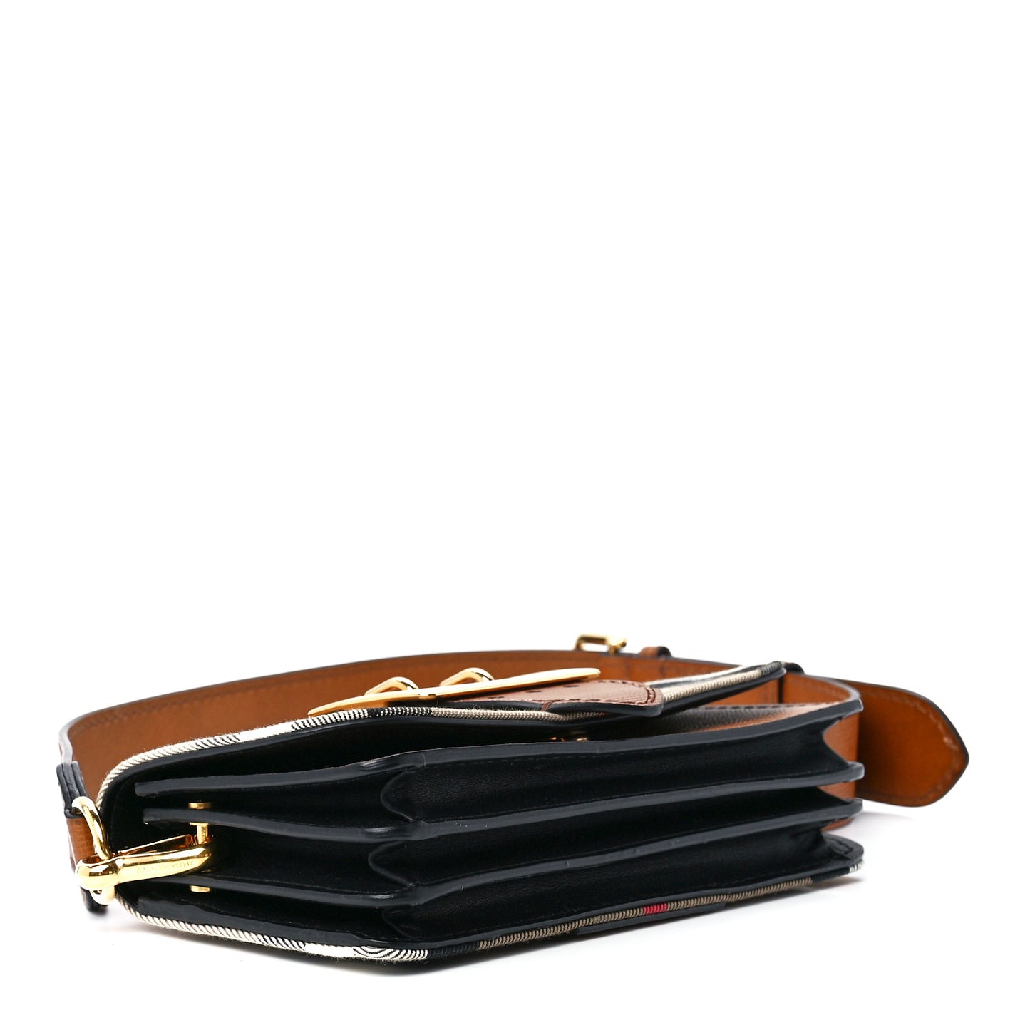 House Check Bridle Calfskin Small Madison Buckle Bag Tan
