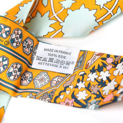 Hermes Silk Tapis Persans Twilly Jaune Aqua Rose Poudre 2 of 3