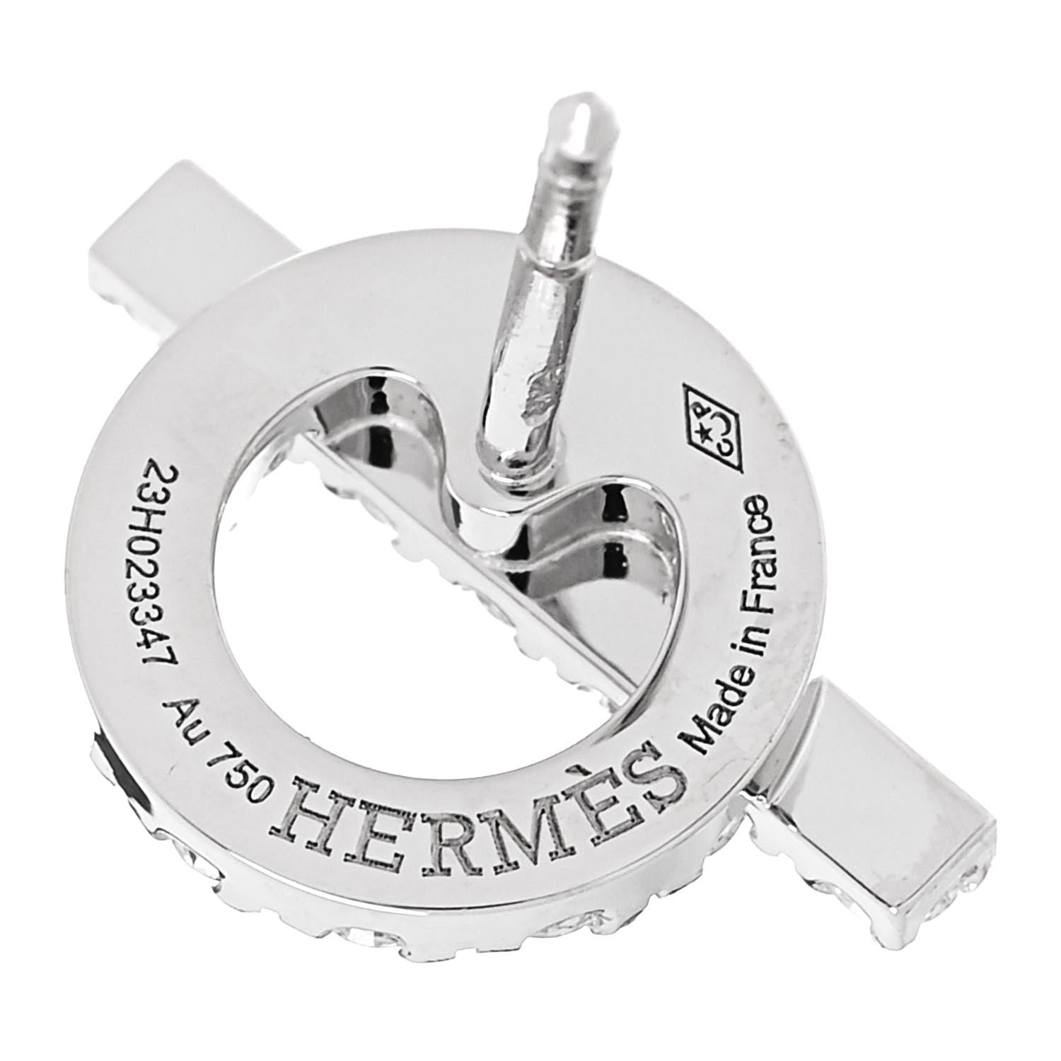 Hermes 18K White Gold Diamond Finesse Earrings 4 of 5