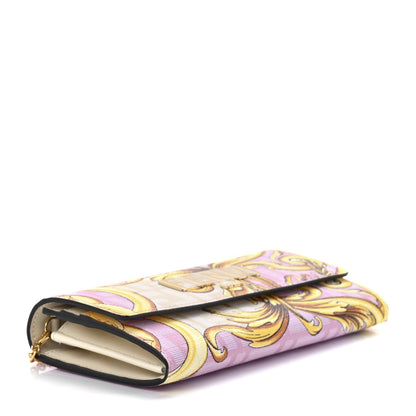 Fendi X VERSACE Glazed Fabric Fendace FF Baroque Continental Wallet On Chain Gold White Rosa 3 of 13