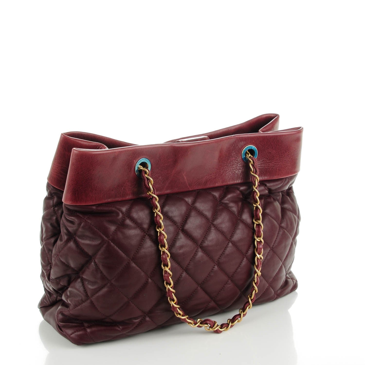 Chanel Calfskin Quilted Large Soft Elegance Tote Burgundy 3 of 7