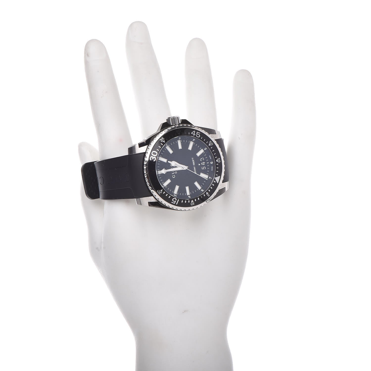 Gucci Stainless Steel Rubber 45mm Dive Quartz Watch Black 2 of 7